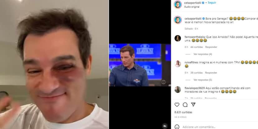 Celso Portiolli fez brincadeira no "Domingo Legal", do SBT (Foto: Reprodução/Instagram) Celso Portiolli fez brincadeira no "Domingo Legal", do SBT (Foto: Reprodução/Instagram)