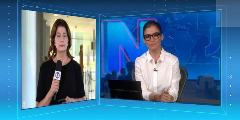 Delis Ortiz entrou em plantão com Renata Vasconcellos (Foto: Reprodução/TV Globo) Delis Ortiz entrou em plantão com Renata Vasconcellos (Foto: Reprodução/TV Globo)