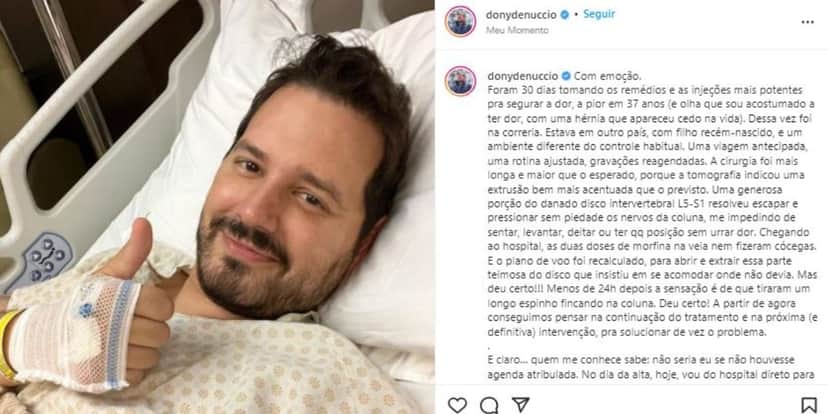 Dony de Nuccio parou em hospital após crise de dor (Foto: Reprodução/Instagram) Dony de Nuccio parou em hospital após crise de dor (Foto: Reprodução/Instagram)