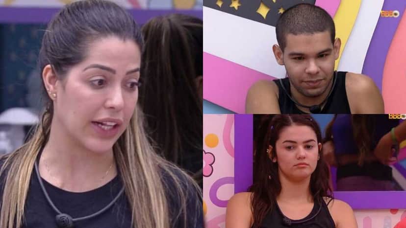 BBB22: Laís, Vyni e Eslovênia conversam sobre estratégias de jogo (Foto: Reprodução/Montagem) BBB22: Laís, Vyni e Eslovênia conversam sobre estratégias de jogo (Foto: Reprodução/Montagem)