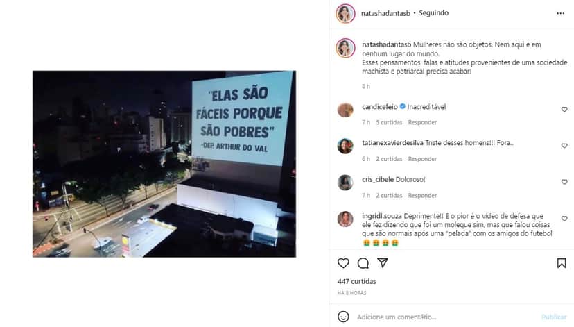 Esposa de William Bonner se revoltou com comentário de político (Foto: Reprodução/ Instagram) Esposa de William Bonner se revoltou com comentário de político (Foto: Reprodução/ Instagram)