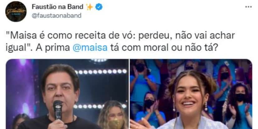 Faustão e Maisa na Band (Foto: Reprodução/Twitter) Faustão e Maisa na Band (Foto: Reprodução/Twitter)