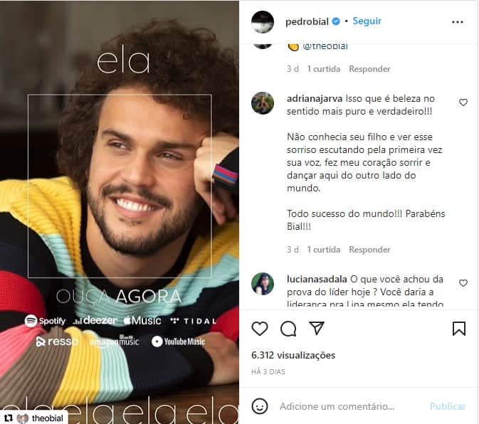Compartilhamento de Pedro Bial no Instagram - Foto: Reprodução Compartilhamento de Pedro Bial no Instagram - Foto: Reprodução