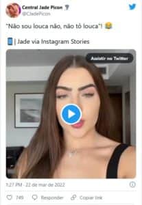 Mesmo eliminada do BBB22, Jade Picon deu uma indireta para Arthur na web (Foto: Reprodução / Instagram) Mesmo eliminada do BBB22, Jade Picon deu uma indireta para Arthur na web (Foto: Reprodução / Instagram)