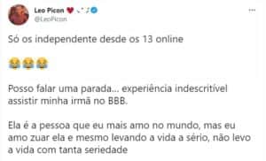 Leo Picon, irmão de Jade Picon do BBB22 (Foto: Reprodução / Twitter) Leo Picon, irmão de Jade Picon do BBB22 (Foto: Reprodução / Twitter)