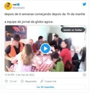 Internautas brincaram que Renata Lo Prete ficou feliz com vitória em tempo recorde de Scooby no BBB22 (Foto: Reprodução / Twitter) Internautas brincaram que Renata Lo Prete ficou feliz com vitória em tempo recorde de Scooby no BBB22 (Foto: Reprodução / Twitter)