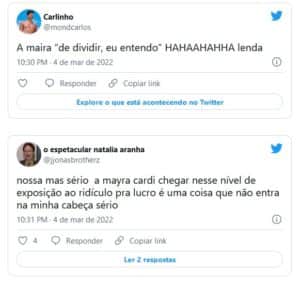 Web reagiu ao comercial estrelado por Maíra Cardi fazendo alusões ao seu marido que está no BBB22 (Foto: Reprodução / Twitter) Web reagiu ao comercial estrelado por Maíra Cardi fazendo alusões ao seu marido que está no BBB22 (Foto: Reprodução / Twitter)