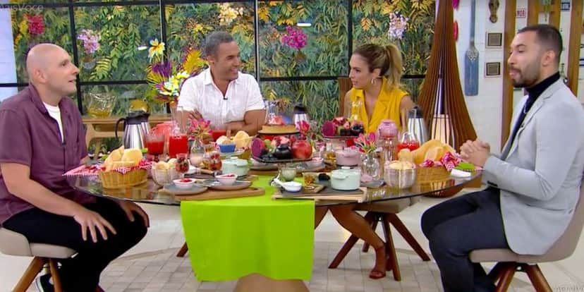 Ivo Madogllio, Fabrício Battaglini, Talitha Morete e Gil do Vigor no "BBB22" (Foto: Reprodução/TV Globo) Ivo Madogllio, Fabrício Battaglini, Talitha Morete e Gil do Vigor no "BBB22" (Foto: Reprodução/TV Globo)