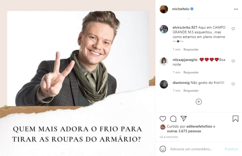 Michel Teló fez pergunta para os fãs (Foto: Reprodução) Michel Teló fez pergunta para os fãs (Foto: Reprodução)