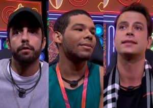 Scooby, Vyni e Gustavo estão no oitavo paredão do BBB22 (Foto: Reprodução / Globoplay) Scooby, Vyni e Gustavo estão no oitavo paredão do BBB22 (Foto: Reprodução / Globoplay)