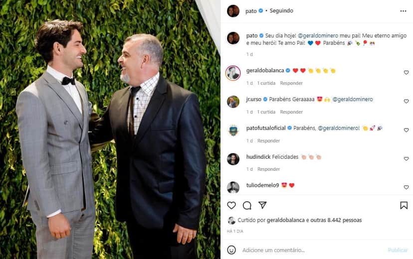 Alexandre Pato prestou homenagem para o pai (Foto: Reprodução/ Instagram) Alexandre Pato prestou homenagem para o pai (Foto: Reprodução/ Instagram)