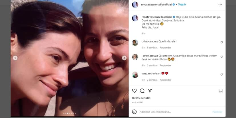 Renata Vasconcellos surge ao lado de parceira, declara sentimentos e assume: "Ela me faz feliz" Renata Vasconcellos surge ao lado de parceira, declara sentimentos e assume: "Ela me faz feliz"