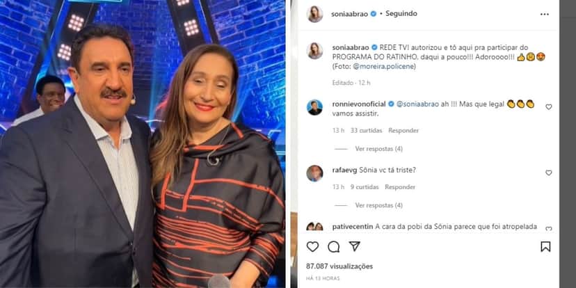 "O que a gente não faz", Sonia Abrão anuncia ida ao SBT, expõe responsável e assume: "RedeTV! autorizou" "O que a gente não faz", Sonia Abrão anuncia ida ao SBT, expõe responsável e assume: "RedeTV! autorizou"