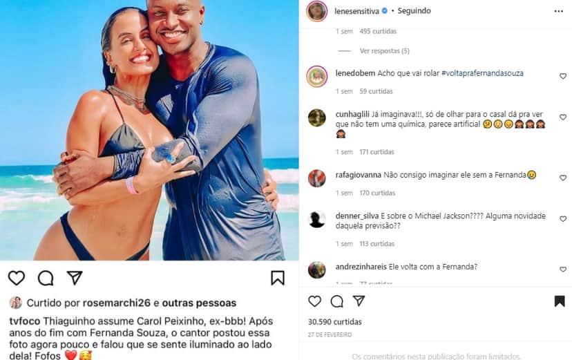 Thiaguinho e Carol Peixinho tiveram separação anunciada por famosa (Foto: Reprodução) Thiaguinho e Carol Peixinho tiveram separação anunciada por famosa (Foto: Reprodução)