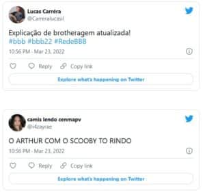 Internautas se divertiram com o comentário de Paulo Vieira sobre os brothers do BBB22 (Foto: Reprodução / Twitter) Internautas se divertiram com o comentário de Paulo Vieira sobre os brothers do BBB22 (Foto: Reprodução / Twitter)