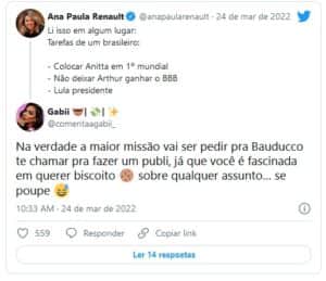 Fãs de Arthur ficaram revoltados com Ana Paula Renault (Foto: Reprodução / Twitter) Fãs de Arthur ficaram revoltados com Ana Paula Renault (Foto: Reprodução / Twitter)