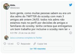Família e amigos de Scooby desligaram a equipe que administrava as redes sociais do brother do BBB22 (Foto: Reprodução / Twitter) Família e amigos de Scooby desligaram a equipe que administrava as redes sociais do brother do BBB22 (Foto: Reprodução / Twitter)
