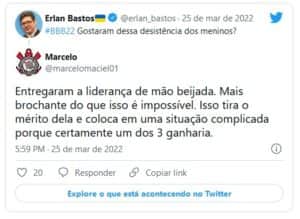 Internautas criticaram ldieraça entregue pelos brothers (Foto: Reprodução / Twitter) Internautas criticaram ldieraça entregue pelos brothers (Foto: Reprodução / Twitter)