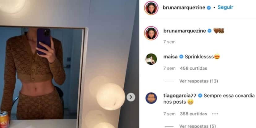 Bruna Marquezine exibe barriguinha (Reprodução) Bruna Marquezine exibe barriguinha (Reprodução)
