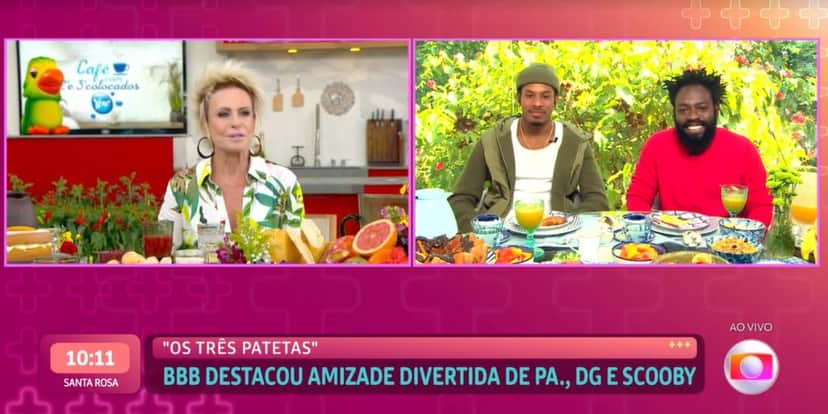 Ana Maria Braga entrevistou P.A. e DG, do "BBB22" (Foto: Reprodução/TV Globo) Ana Maria Braga entrevistou P.A. e DG, do "BBB22" (Foto: Reprodução/TV Globo)