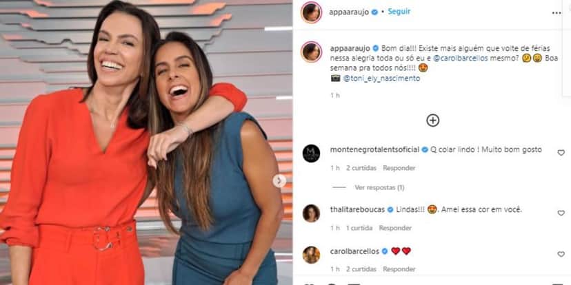 Ana Paula Araújo e Carol Barcellos do "Bom Dia Brasil" (Foto: Reprodução/Instagram)