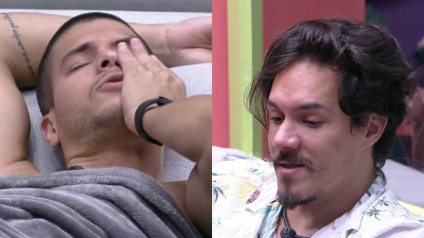 BBB22: Arthur Aguiar e Eliezer conversam na sala (Foto: Reprodução/Montagem) BBB22: Arthur Aguiar e Eliezer conversam na sala (Foto: Reprodução/Montagem)
