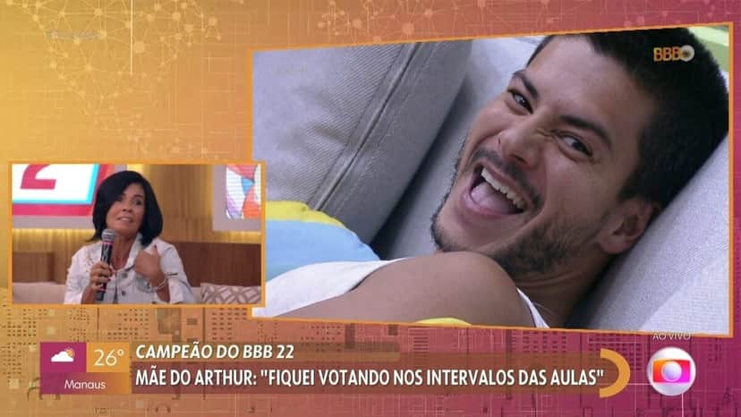 BBB22: Mãe de Arthur Aguiar participou do Encontro com Fátima Bernardes (Foto: Reprodução) BBB22: Mãe de Arthur Aguiar participou do Encontro com Fátima Bernardes (Foto: Reprodução)