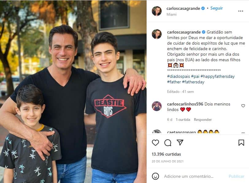 Carlos Casagrande e os filhos - Foto: Reprodução Carlos Casagrande e os filhos - Foto: Reprodução