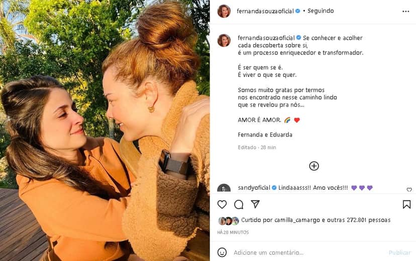 Fernanda Souza confirmou namoro com uma mulher (Foto: Reprodução/ Instagram) Fernanda Souza confirmou namoro com uma mulher (Foto: Reprodução/ Instagram)