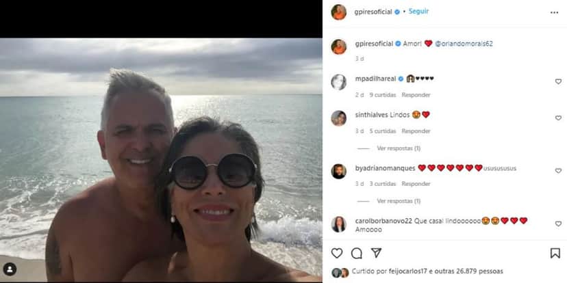 Gloria Pires curtiu hotel de luxo com o marido, Orlando Morais (Foto: Reprodução/Instagram) Gloria Pires curtiu hotel de luxo com o marido, Orlando Morais (Foto: Reprodução/Instagram)