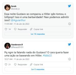Internautas criticaram produção do BBB22 por ter passado 'pano' para Gustavo (Foto: Reprodução / Twitter) Internautas criticaram produção do BBB22 por ter passado 'pano' para Gustavo (Foto: Reprodução / Twitter)