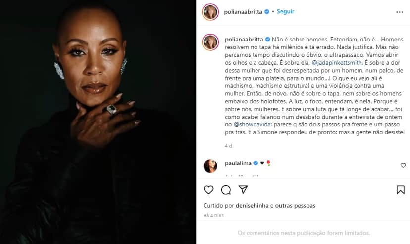 Poliana Abritta fala de Jada Smith (Foto: Reprodução) Poliana Abritta fala de Jada Smith (Foto: Reprodução)