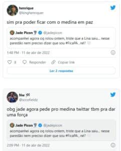 Jade Picon foi criticada na web por apoiar Paulo André no BBB22 vivendo um suposto affair com Gabriel Medina (Foto: Reprodução / Twitter) Jade Picon foi criticada na web por apoiar Paulo André no BBB22 vivendo um suposto affair com Gabriel Medina (Foto: Reprodução / Twitter)