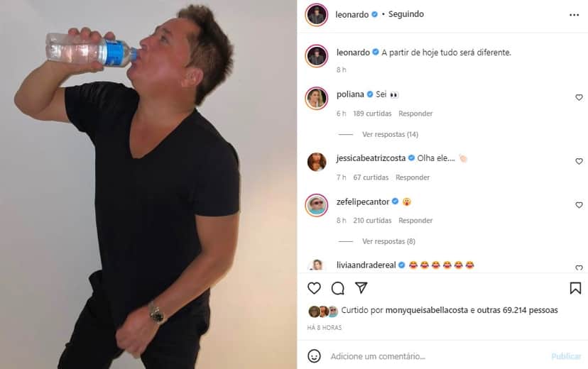 Leonardo voltou a surpreender ao dizer que não ia mais beber (Foto: Reprodução) Leonardo voltou a surpreender ao dizer que não ia mais beber (Foto: Reprodução)