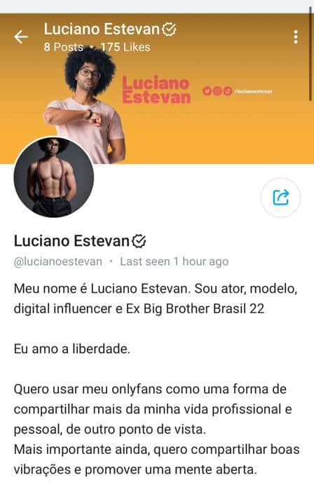 Perfil do ex-bbb Luciano Estevan no Only Fans (Foto: Reprodução) Perfil do ex-bbb Luciano Estevan no Only Fans (Foto: Reprodução)