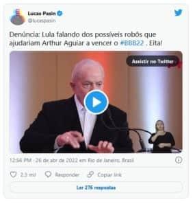 Lula discursou e falou sobre uma possível fraude envolvendo Arthur Aguiar (Foto: Reprodução / Twitter) Lula discursou e falou sobre uma possível fraude envolvendo Arthur Aguiar (Foto: Reprodução / Twitter)