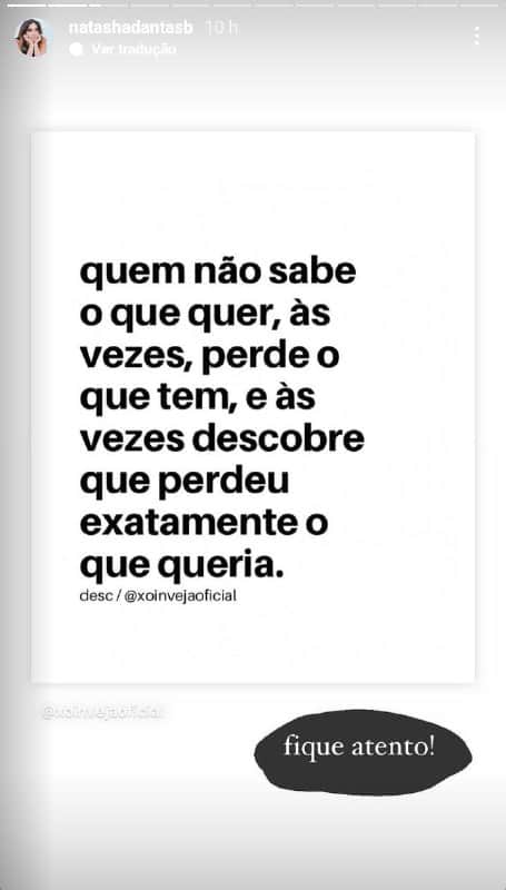 Natasha Dantas, esposa de William Bonner, fez longo desabafo (Foto: Reprodução/ Instagram) Natasha Dantas, esposa de William Bonner, fez longo desabafo (Foto: Reprodução/ Instagram)