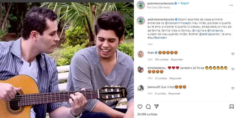 Pedro Leonardo mandou mensagem emocionante a Zé Felipe (Foto: Reprodução/Instagram) Pedro Leonardo mandou mensagem emocionante a Zé Felipe (Foto: Reprodução/Instagram)