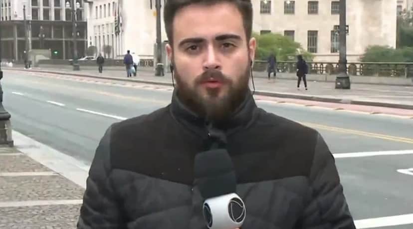 Rafael Machado em entrada ao vivo no "Balanço Geral", no instante que sofreu um apagão e foi tirado do ar às pressas Rafael Machado em entrada ao vivo no "Balanço Geral", no instante que sofreu um apagão e foi tirado do ar às pressas