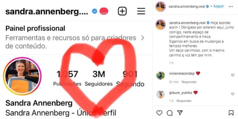 Sandra Annenberg comemorou 3 milhões de seguidores (Foto: Reprodução/Instagram) Sandra Annenberg comemorou 3 milhões de seguidores (Foto: Reprodução/Instagram)