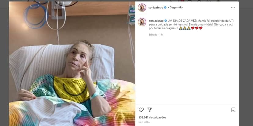 "Um dia de cada vez" diz Sonia Abrão, após expor luta em hospital, UTI e textão comovente "Um dia de cada vez" diz Sonia Abrão, após expor luta em hospital, UTI e textão comovente