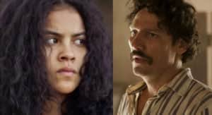 Tibério (Guito) e Muda (Bella Campos) em Pantanal; peão será visto como figura paterna por ela (Foto: Reprodução / Globo) Tibério (Guito) e Muda (Bella Campos) em Pantanal; peão será visto como figura paterna por ela (Foto: Reprodução / Globo)