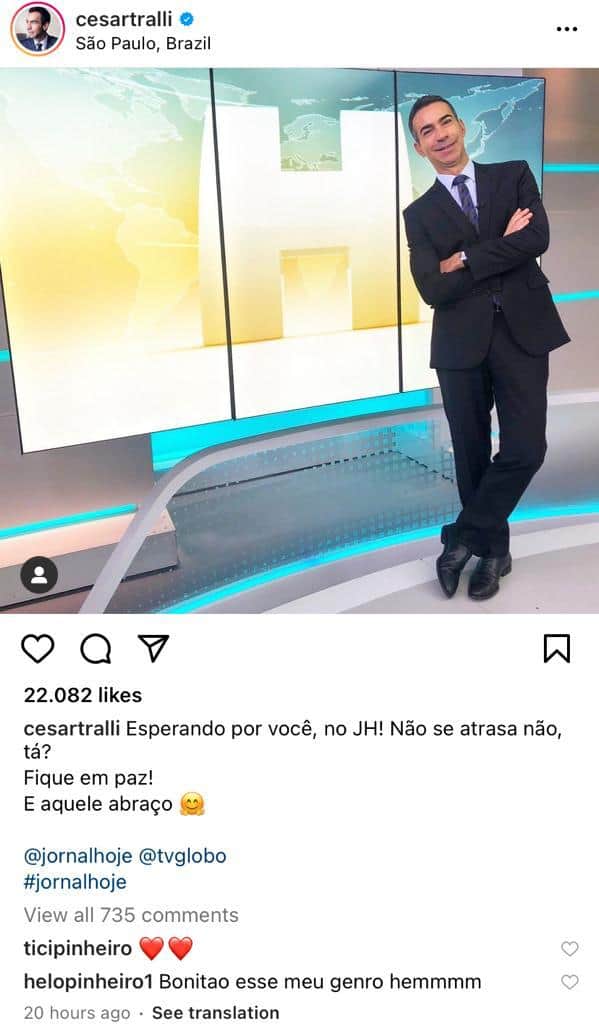"Esse meu genro", César Tralli vê mãe de Tici Pinheiro dizer tudo o que pensa dele: "Esperando por você" "Esse meu genro", César Tralli vê mãe de Tici Pinheiro dizer tudo o que pensa dele: "Esperando por você"