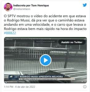 Vídeo mostra o momento exato do acidente de Rodrigo Mussi, ex-BBB22 (Foto: Reprodução / Twitter) Vídeo mostra o momento exato do acidente de Rodrigo Mussi, ex-BBB22 (Foto: Reprodução / Twitter)