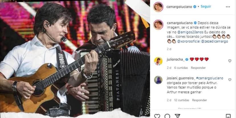 Luciano Camargo publicou foto de Xororó e Zezé juntos (Foto: Reprodução/Instagram) Luciano Camargo publicou foto de Xororó e Zezé juntos (Foto: Reprodução/Instagram)