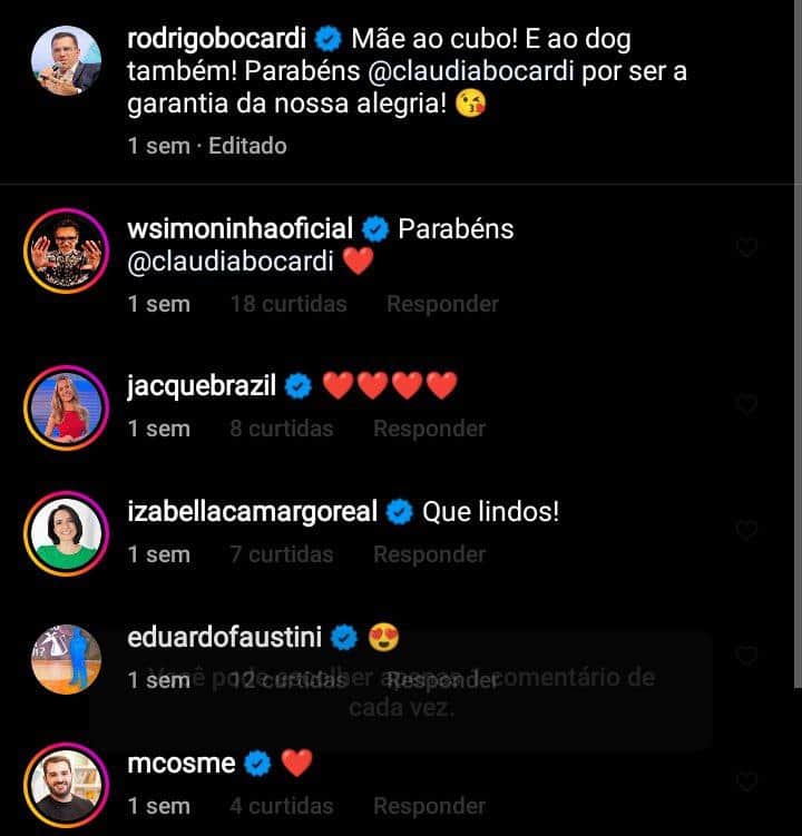 Comentários de colegas de profissão famosos (Foto: Reprodução/ Instagram) Comentários de colegas de profissão famosos (Foto: Reprodução/ Instagram)