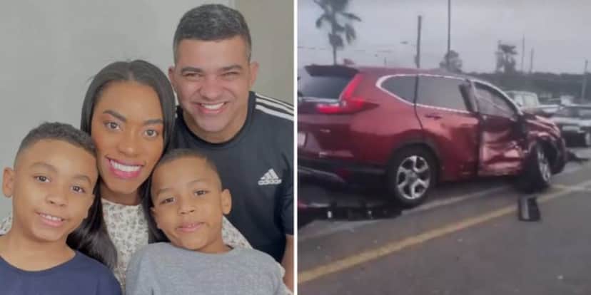 Elaine Martins teve sorte de não est´ar no carro no momento do acidente envolvendo o marido e filhos (Imagem: Montagem) Elaine Martins teve sorte de não est´ar no carro no momento do acidente envolvendo o marido e filhos (Imagem: Montagem)