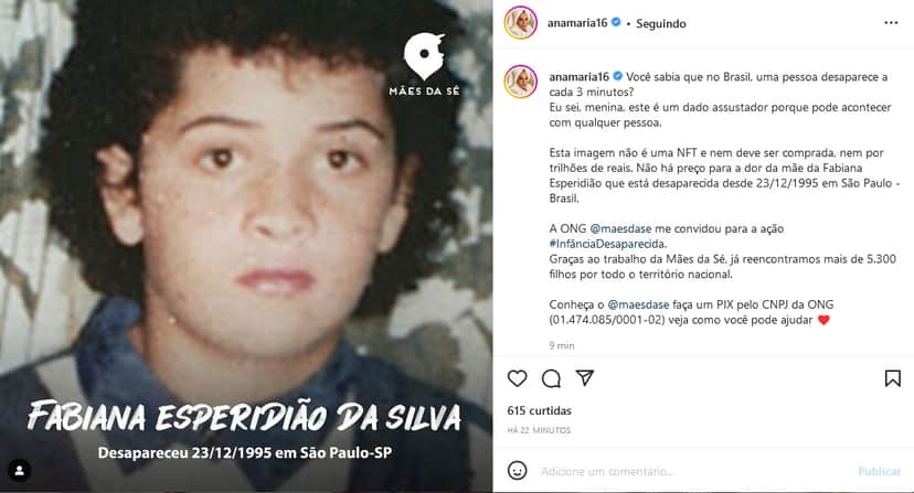 Fabiana Esperidião: Publicação de Ana Maria Braga (Imagem: Reprodução)