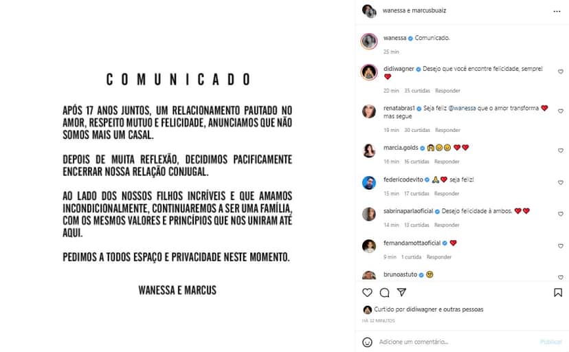 Wanessa anunciou separação com Marcus Buaiz Wanessa anunciou separação com Marcus Buaiz