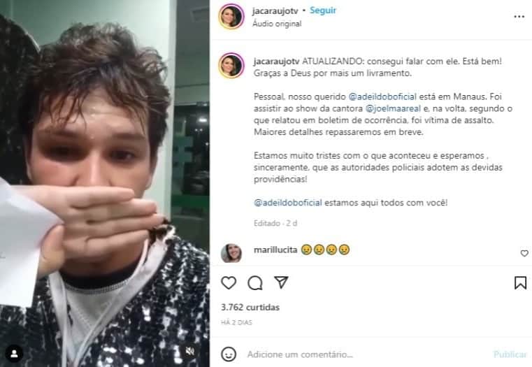Adeildo B. foi agredido após show de Joelma, em Manaus (Foto: Reprodução/Instagram) Adeildo B. foi agredido após show de Joelma, em Manaus (Foto: Reprodução/Instagram)